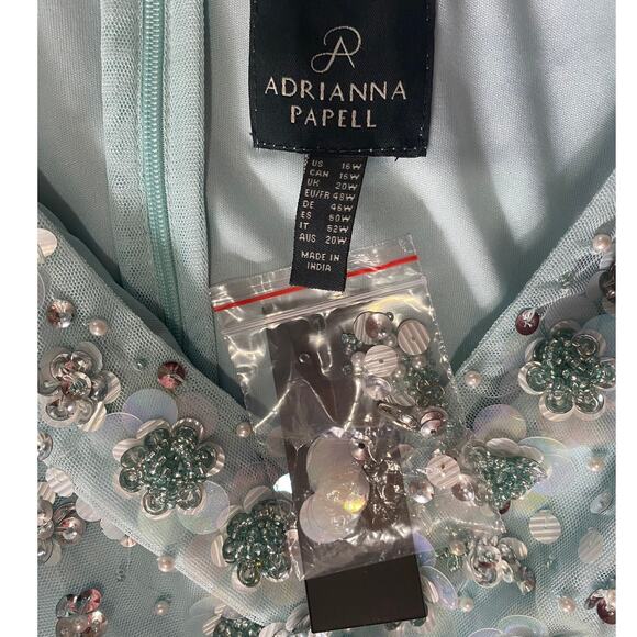 NWT ADRIANNA PAPELL DRESS GOWN 16W MOTHER OF THE BRIDE BLUE FORMAL EVENING - Picture 4 of 16